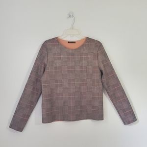 Zara Herringbone Long Sleeve Top